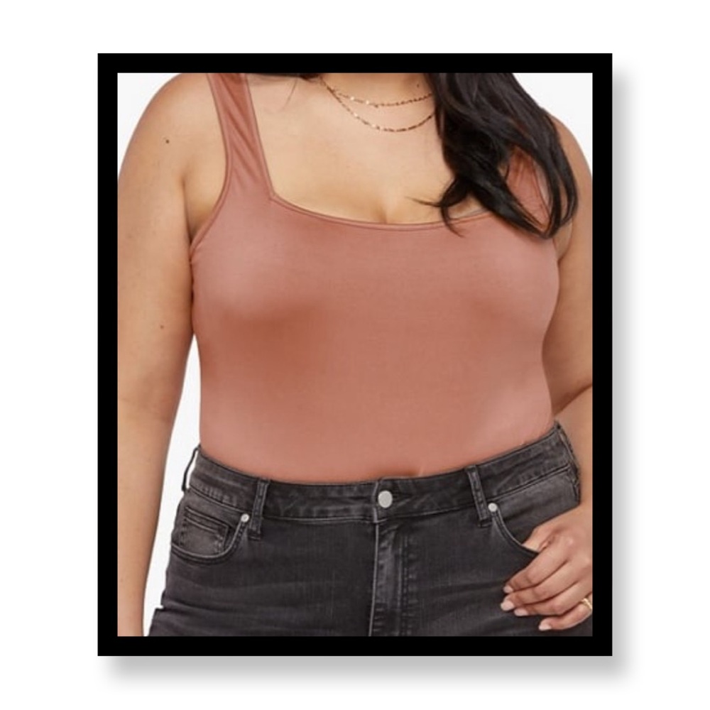 Plus Size Square Neck Sleeveless Bodysuit